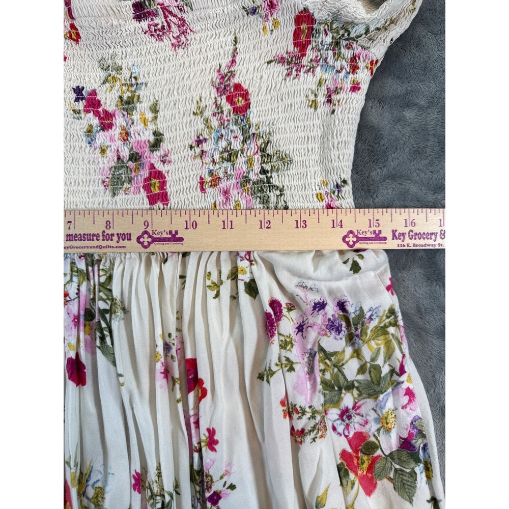 Torrid Floral Smocked Off Shoulder Bell Sleeve Mini Dress White Size 1 (XL) Boho - Picture 6 of 16